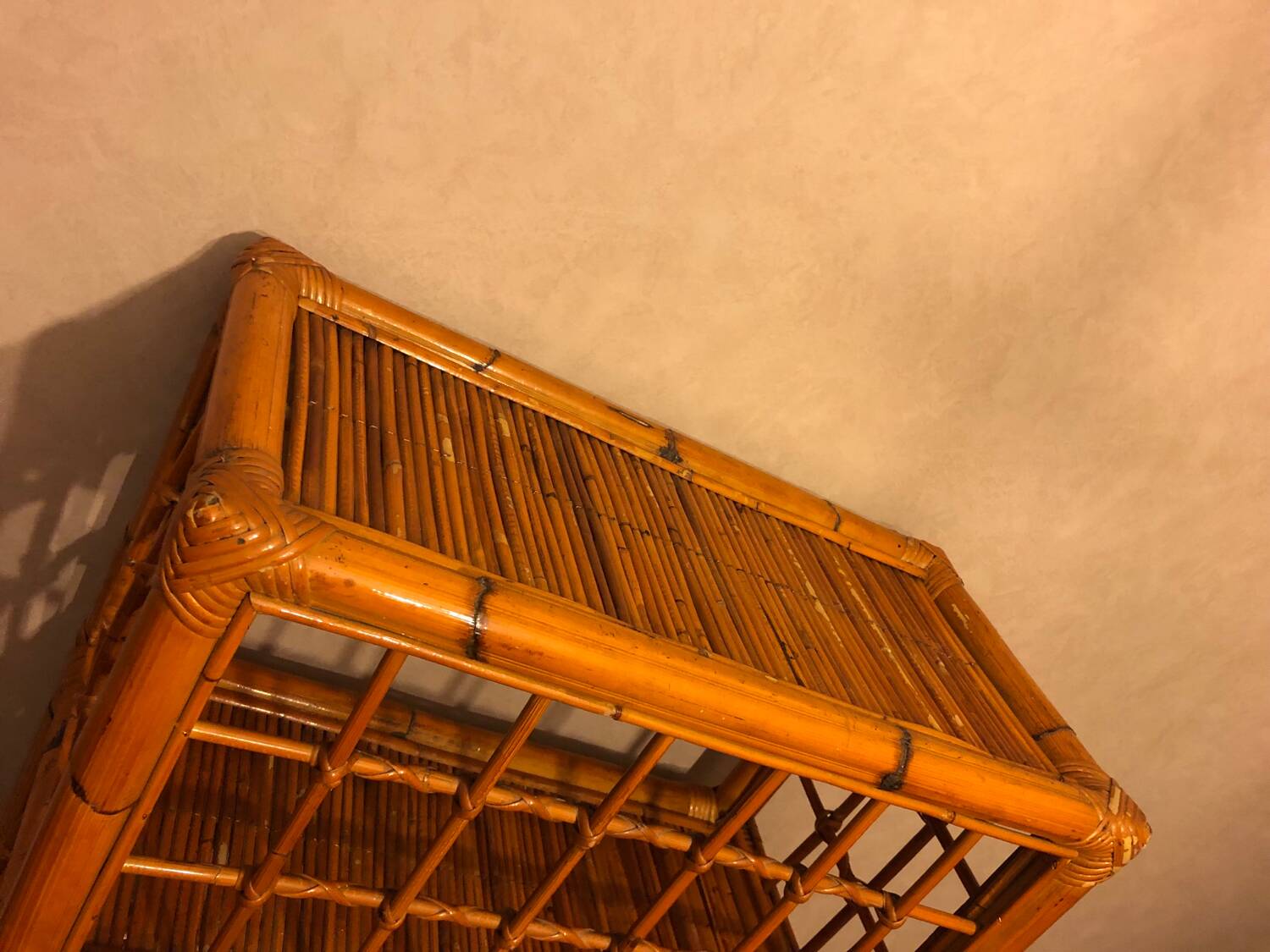 1980s bamboo and rattan bookshelf/shelf