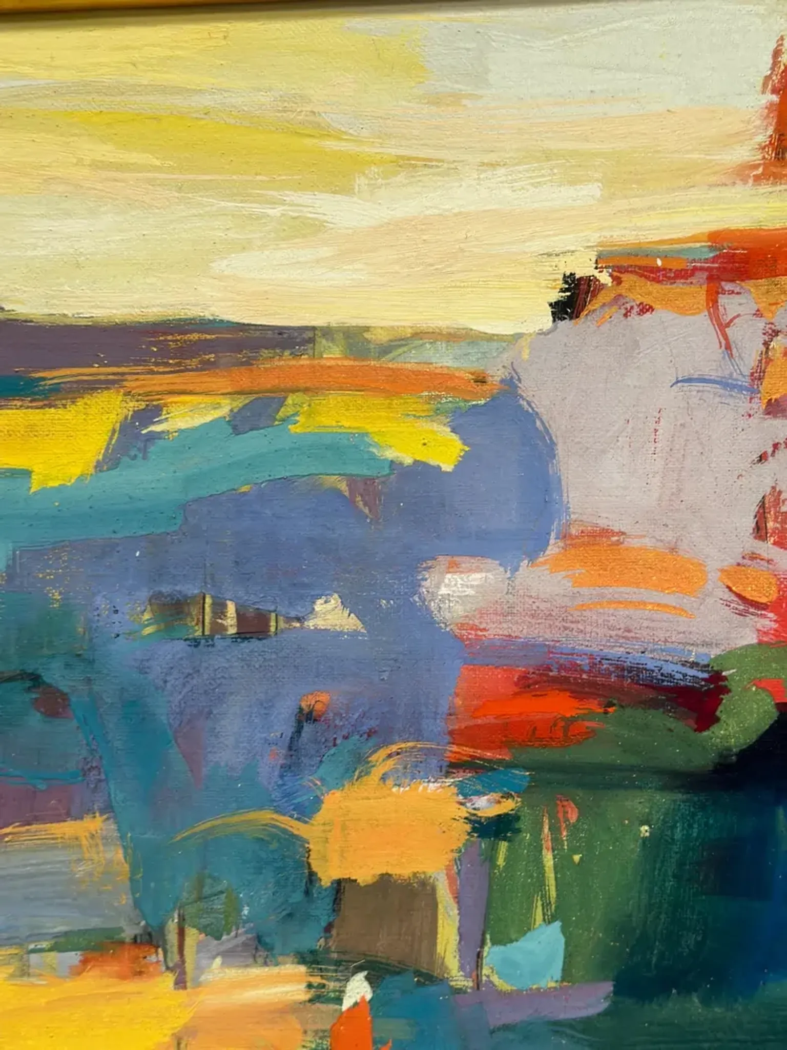 Original Oil on Canvas – “Abstract” by Ubaid Syed – Signed – Vintage & Framed – 53 × 43 cm (20.9" × 16.9")