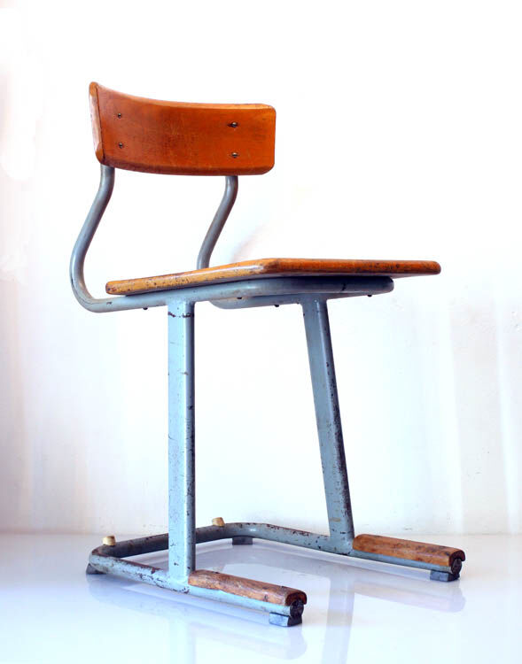 Schoolboy in wood and metal 50s Chair