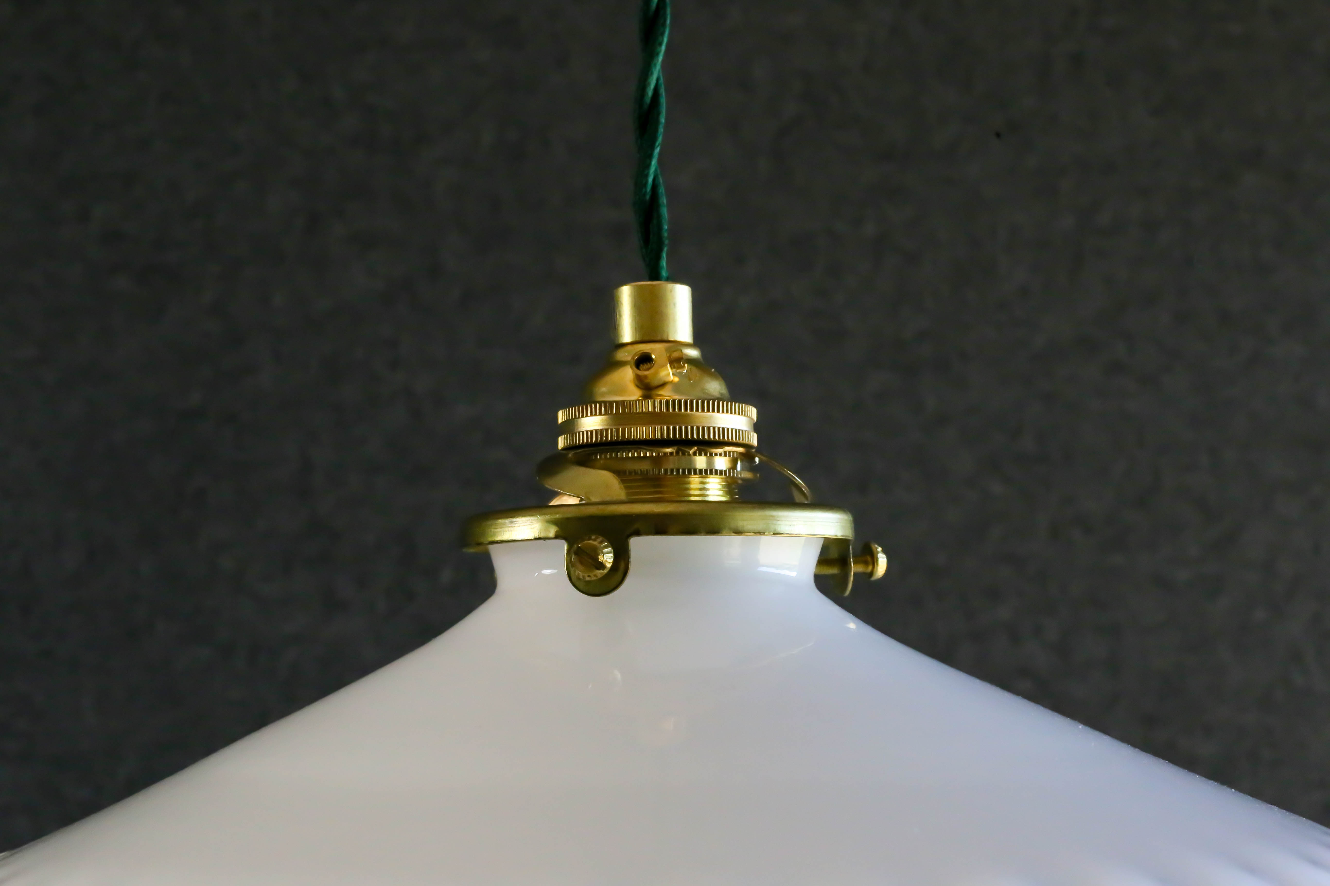 Antique suspension in white opaline comes with new brass socket