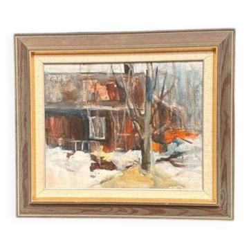 Huile sur toile originale suédoise – « La Forge » par Pia Hesselmark‑Campbell