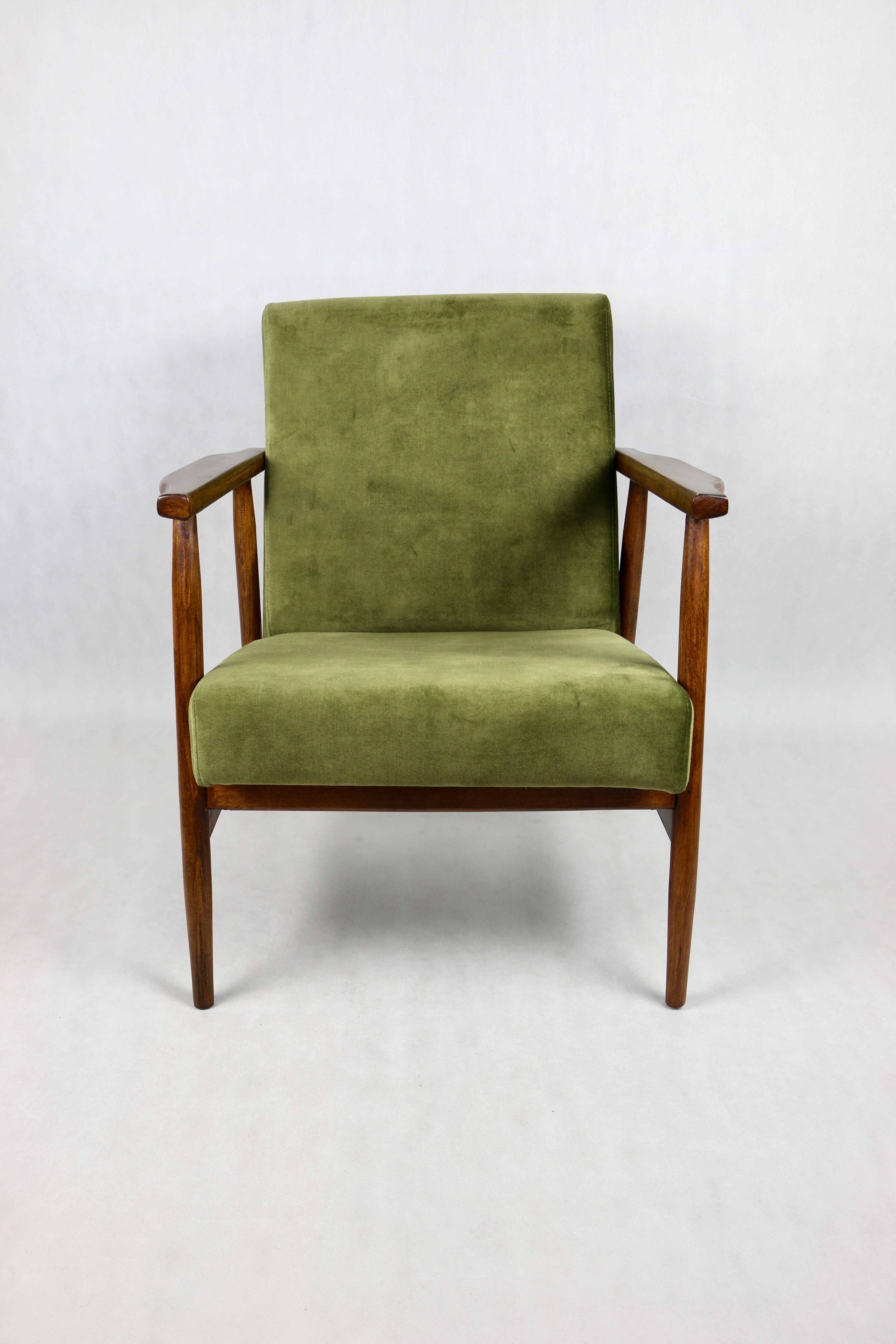 Vintage green olive easy chair, 1970s