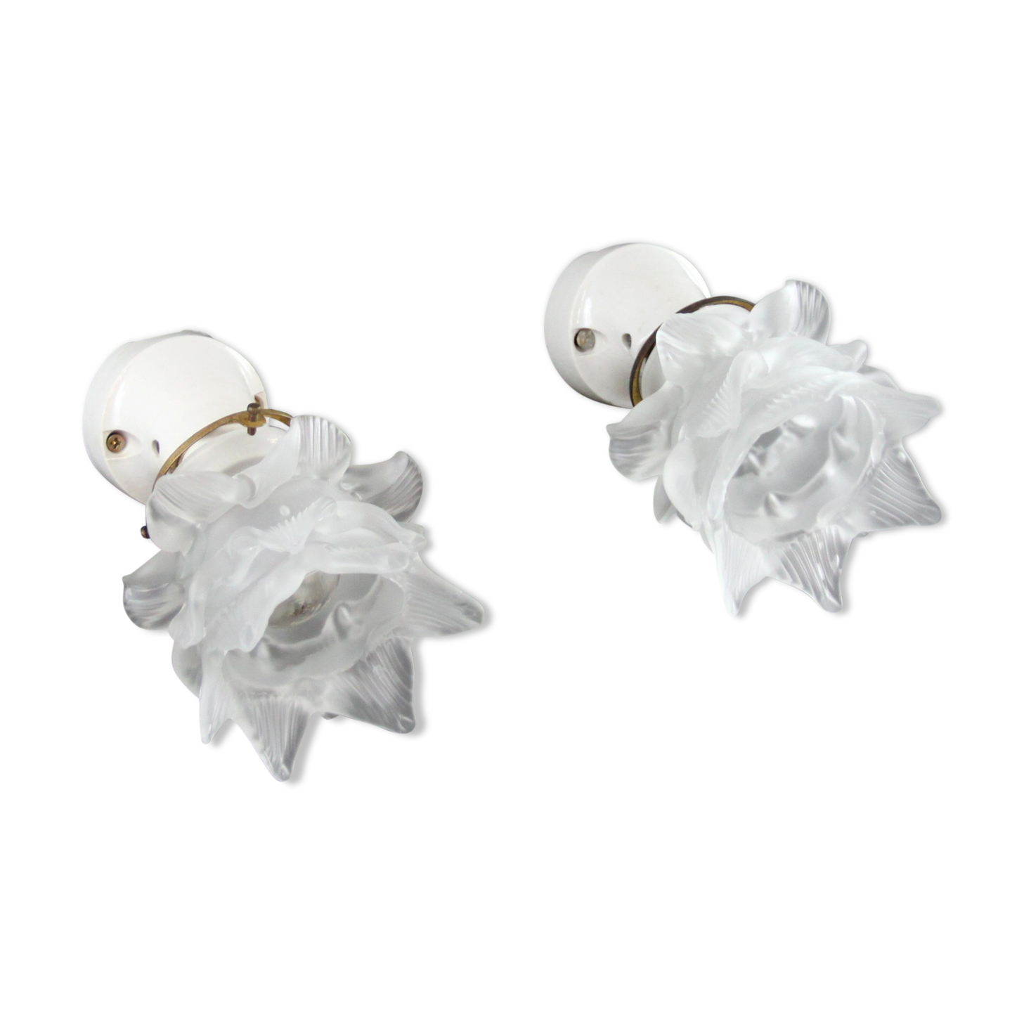 Paire d'appliques murales art déco porcelaine tulipe fleur