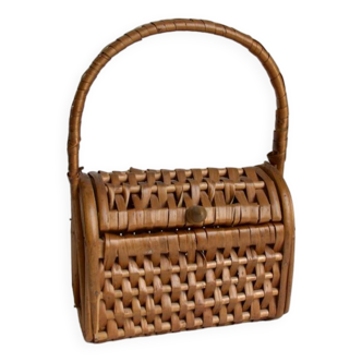 Wooden and wicker basket