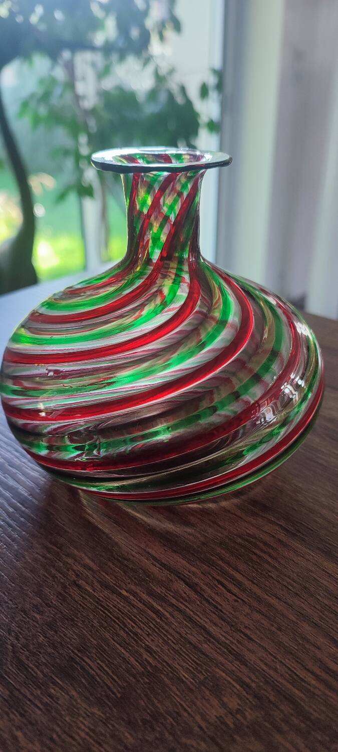 Vintage Murano-inspired blown glass vase