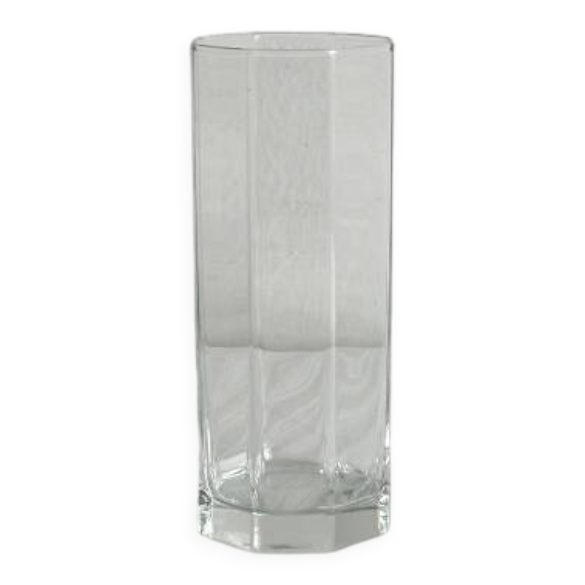 octagonal vase in thick transparent glass