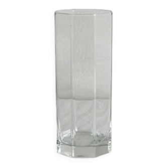 octagonal vase in thick transparent glass