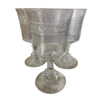 Lot of 3 old water glasses