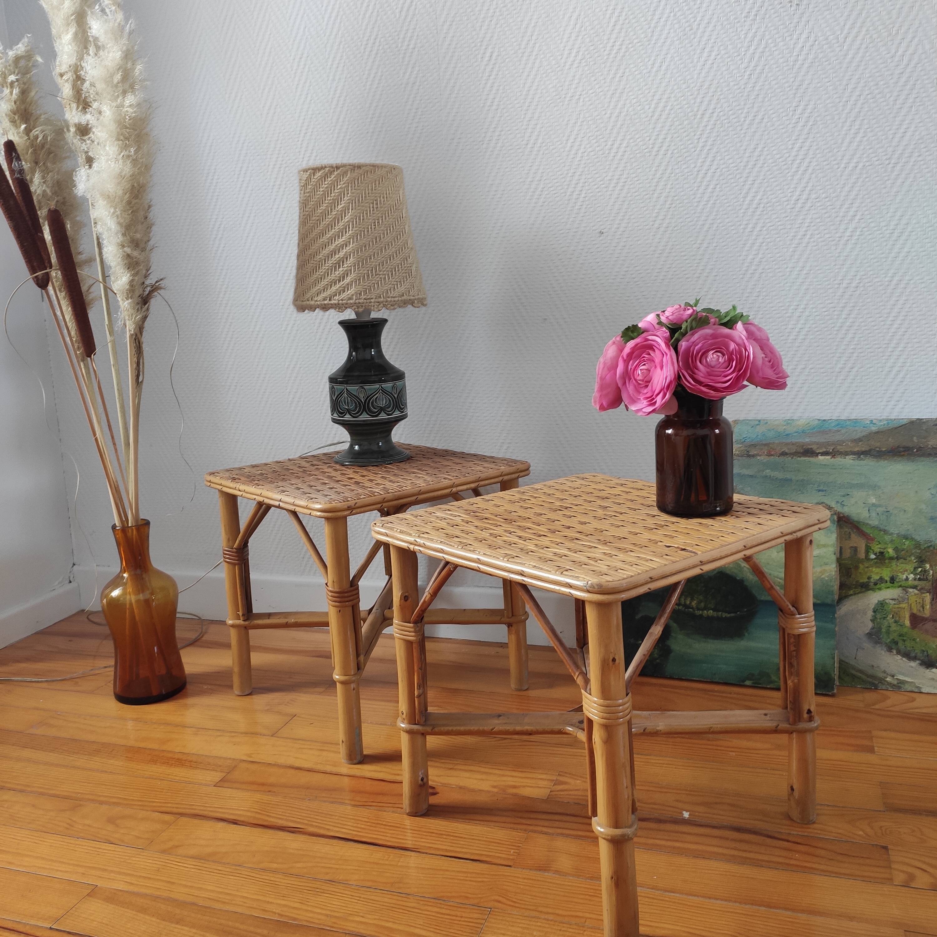 Rattan bedside tables