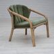 1970s, pair of Scandinavian lounge chairs, furniture velour and rattan