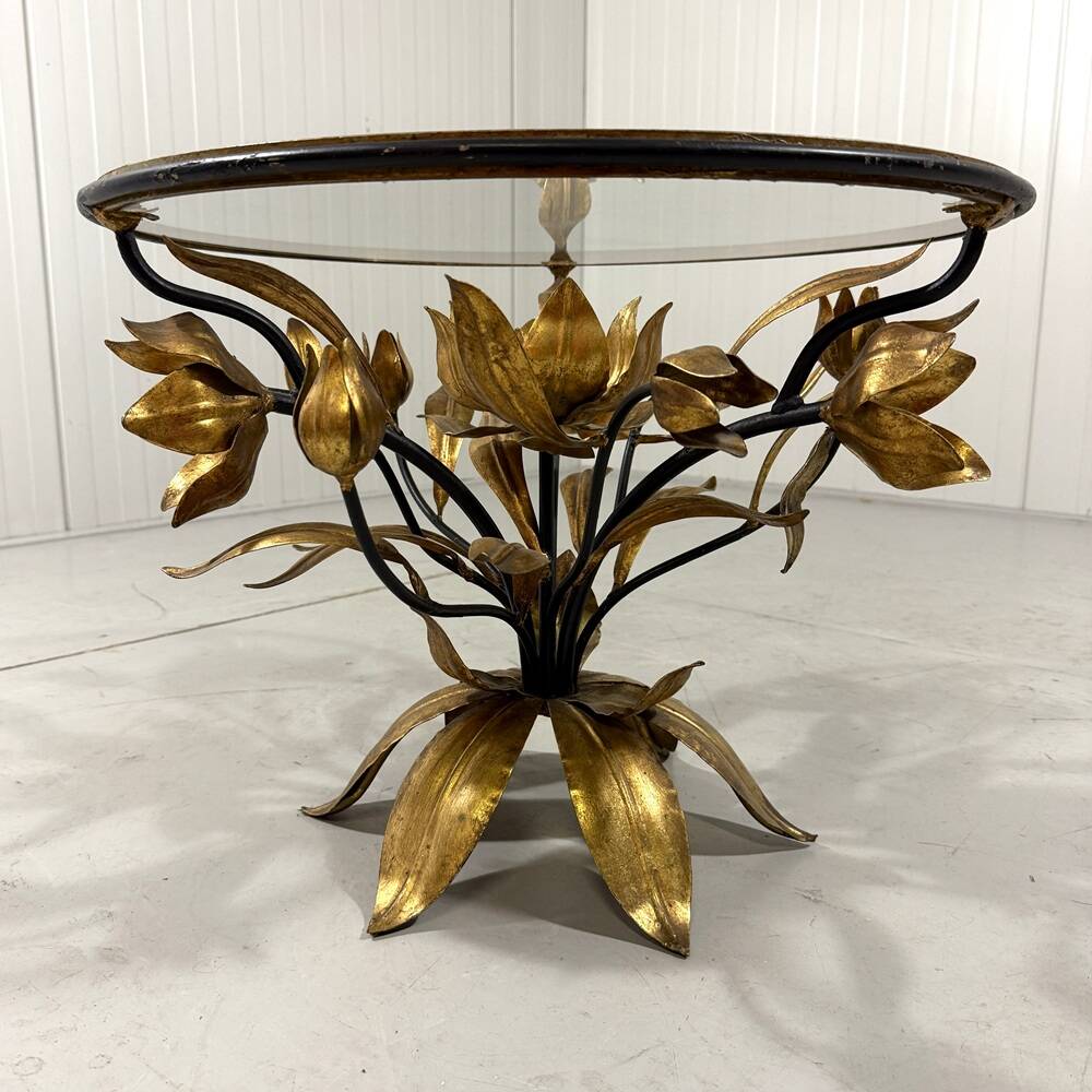 Hans Kögl gilded metal and glass coffee / side table