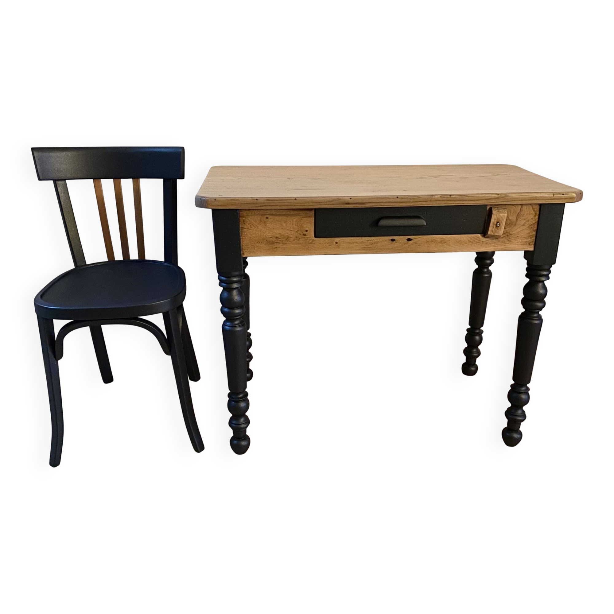 Farm table/desk + Bauman bistro chair