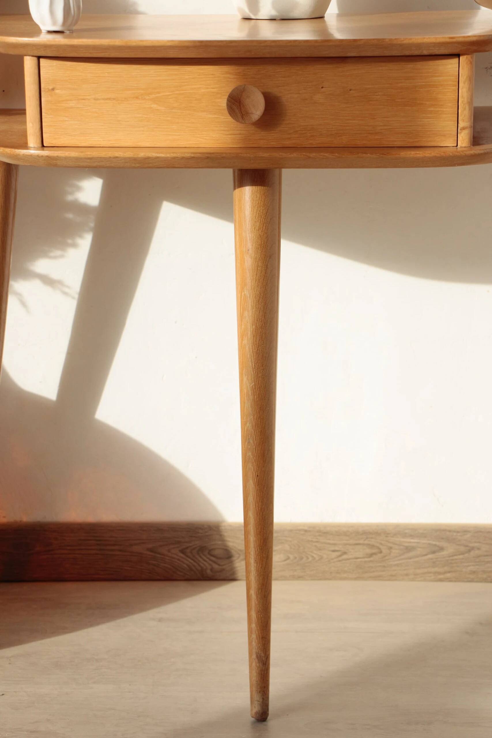 Solid oak tripod console table – vintage & restored