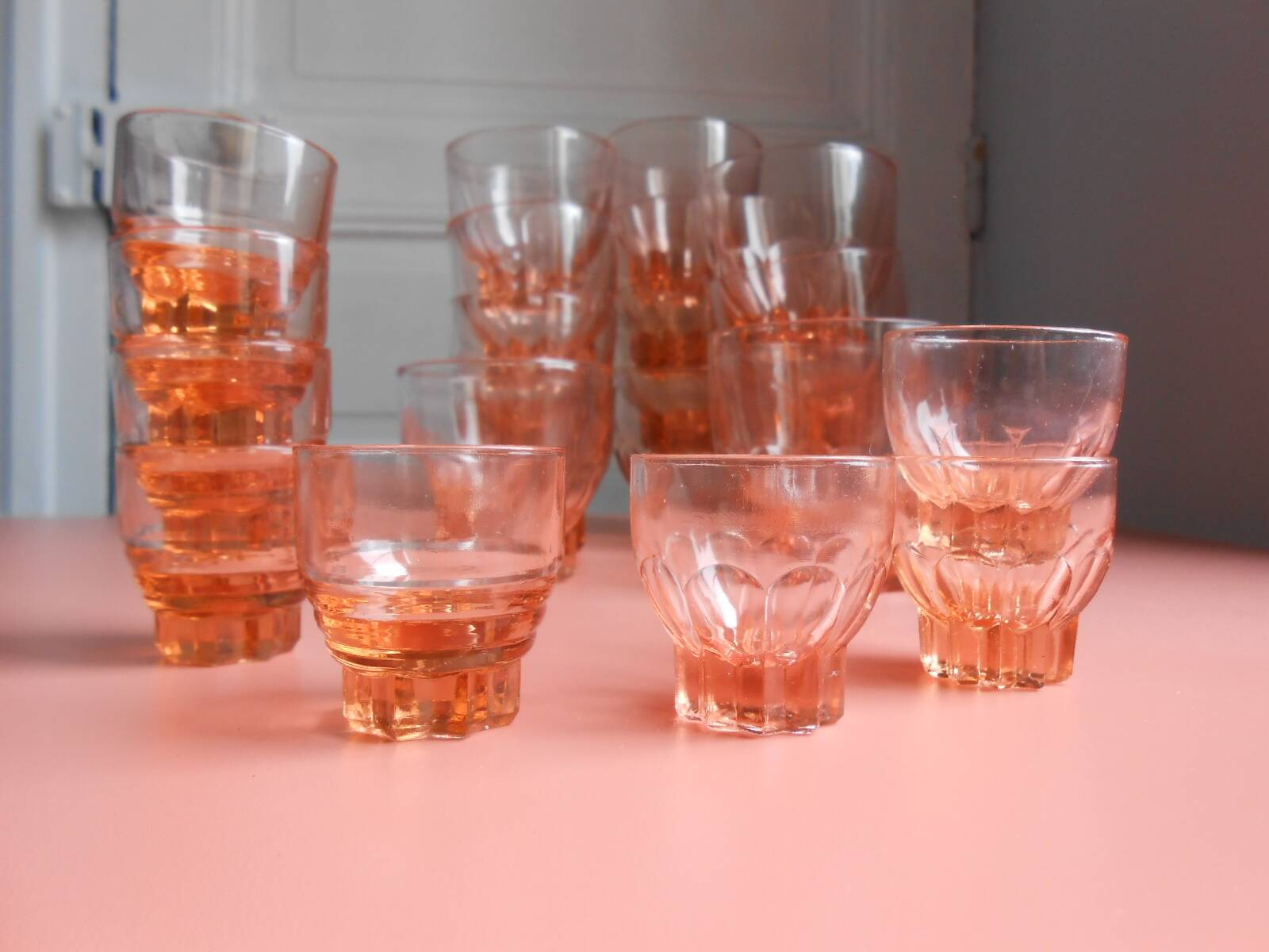Set of pink glasses