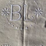 Drap 2 places BL lin neuf fleurs pastilles