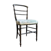 Napoleon III chair in blackened wood and green toile de Jouy.