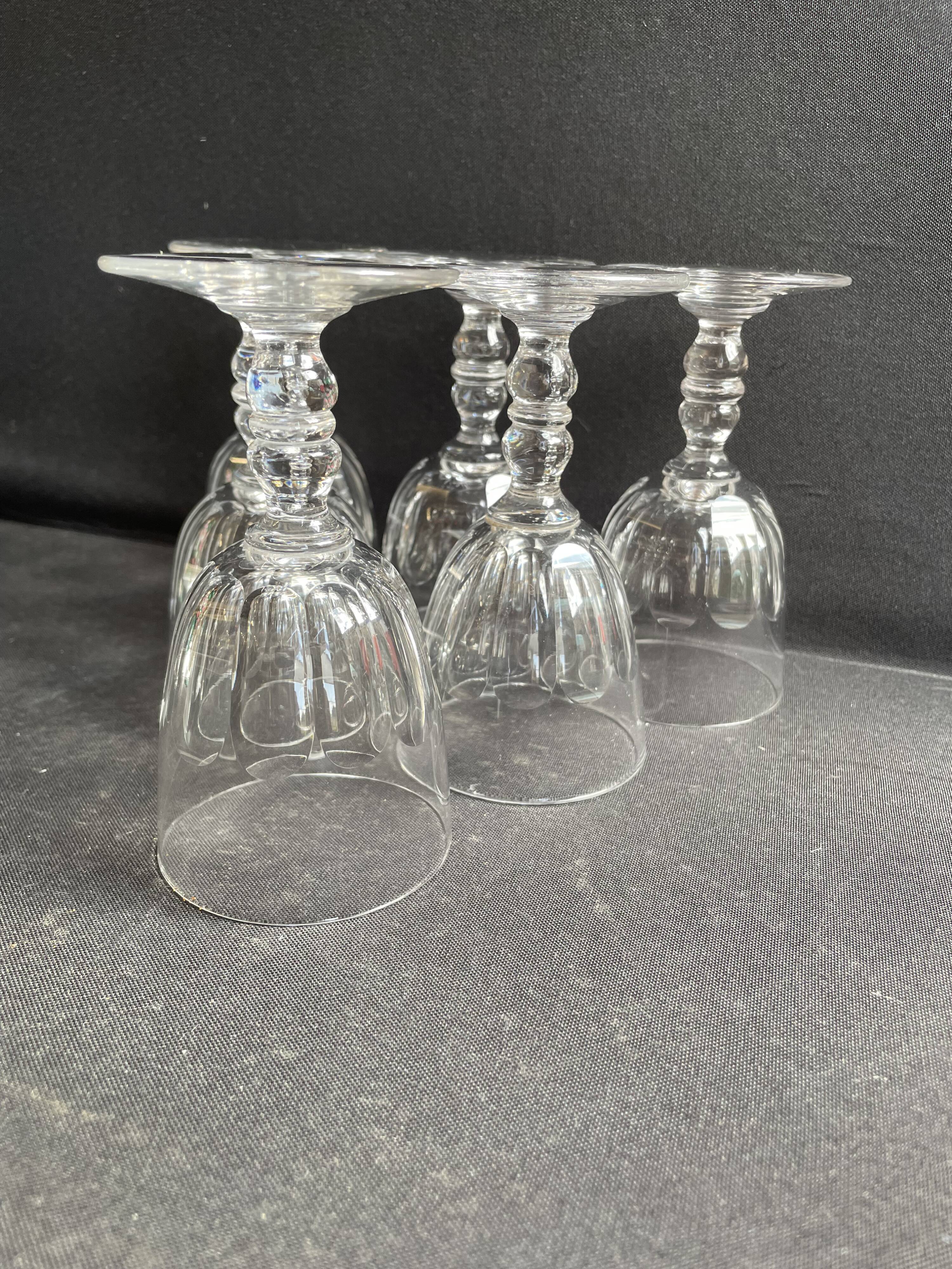 6 Baccarat Clermont 19th century cooked wine glasses