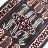 Pink & Blue Long Turkish Vintage Runner Rug, 80x398Cm