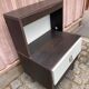 Vintage 70s bedside table with integrated lighting & chrome legs Space Age 1