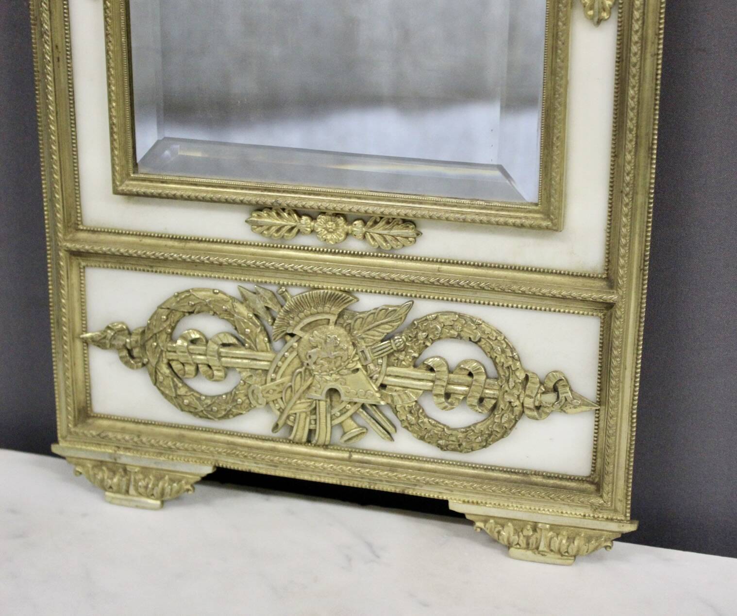 Empire mirror in bronze and marble, early 19th century