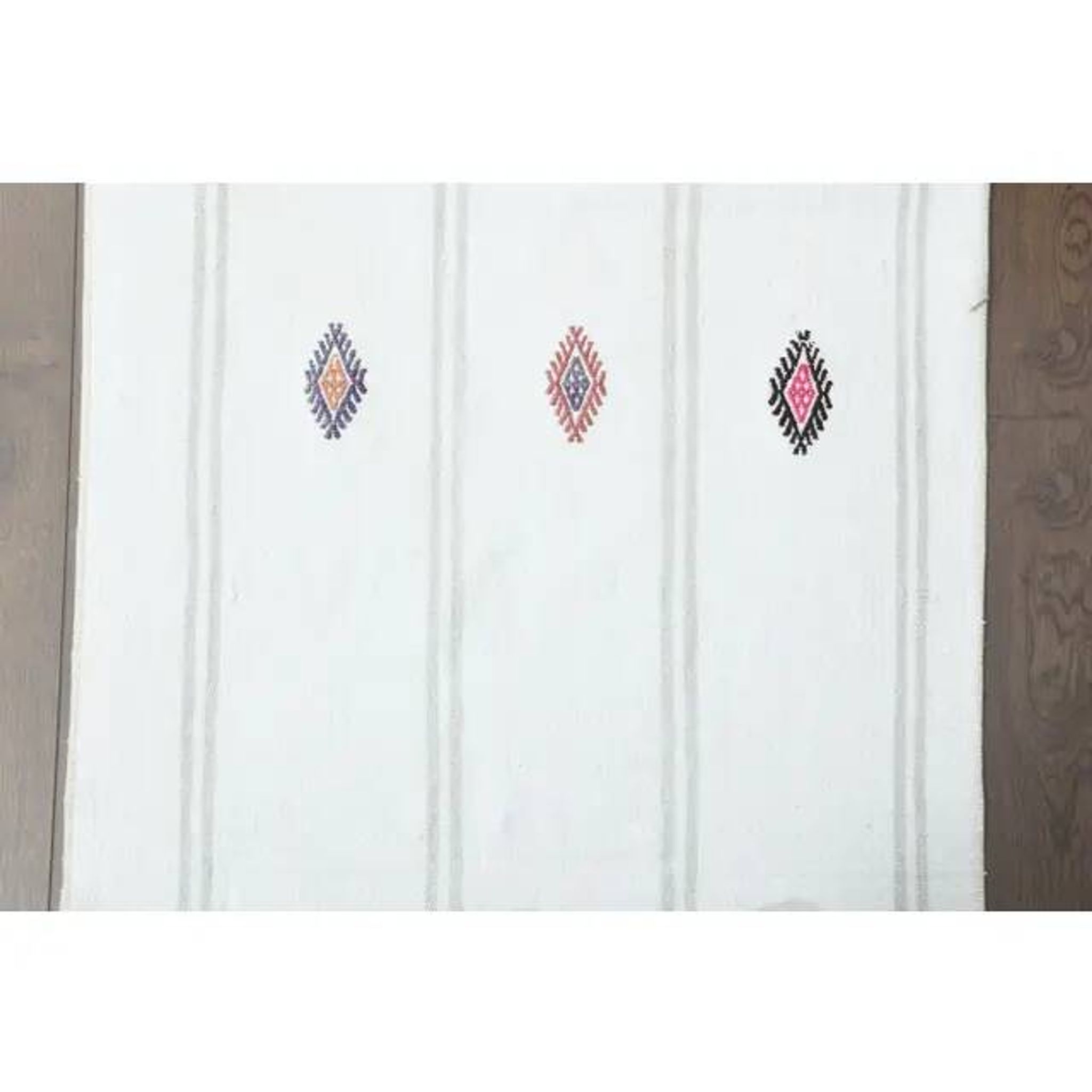 1970s Vintage Turkish Handmade Wool & Cotton Beige Runner Rug 76x228