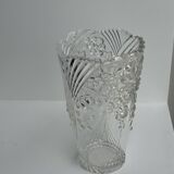 Glass vase with stylized flower pattern