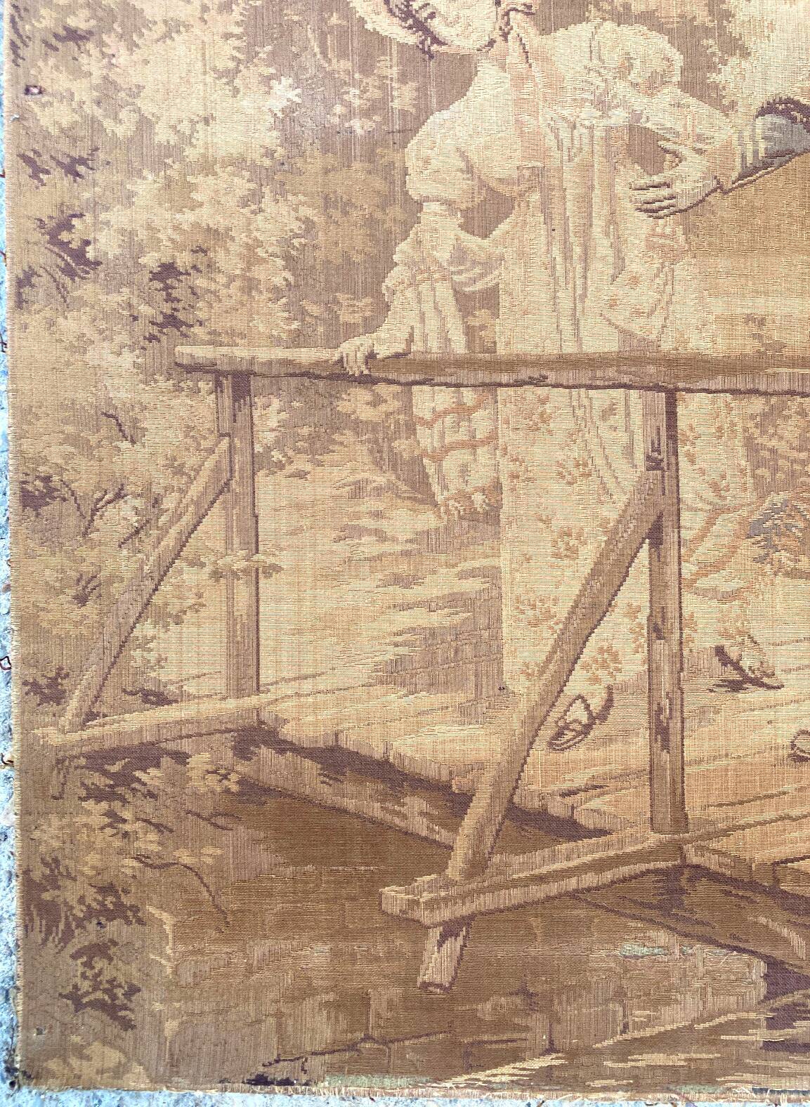 Pair of nineteenth century tapestries featuring a hussar and an elegant