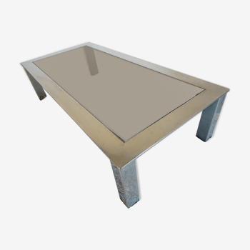Large coffee table brushed steel smoked glass