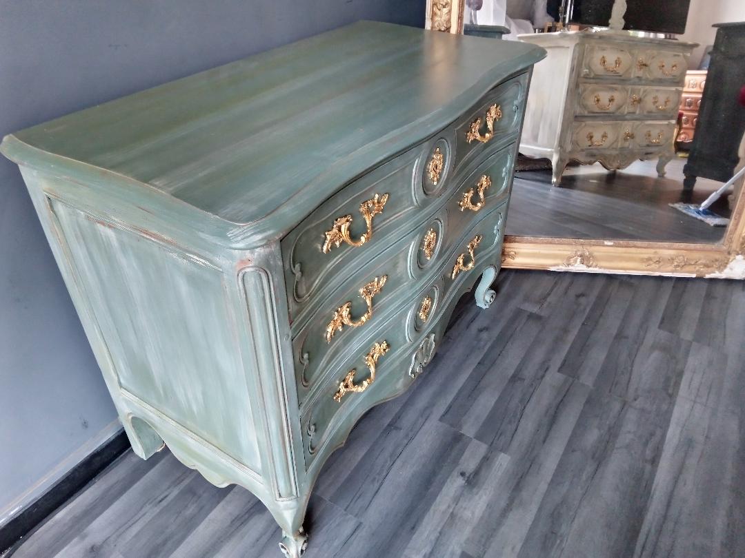 Louis xv style patinated chest of drawers