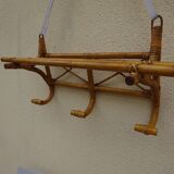 Porte manteau mural vintage rotin