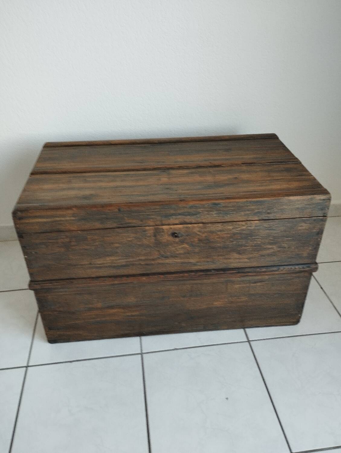 Old waxed wooden trunk 19th century