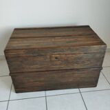 Old waxed wooden trunk 19th century