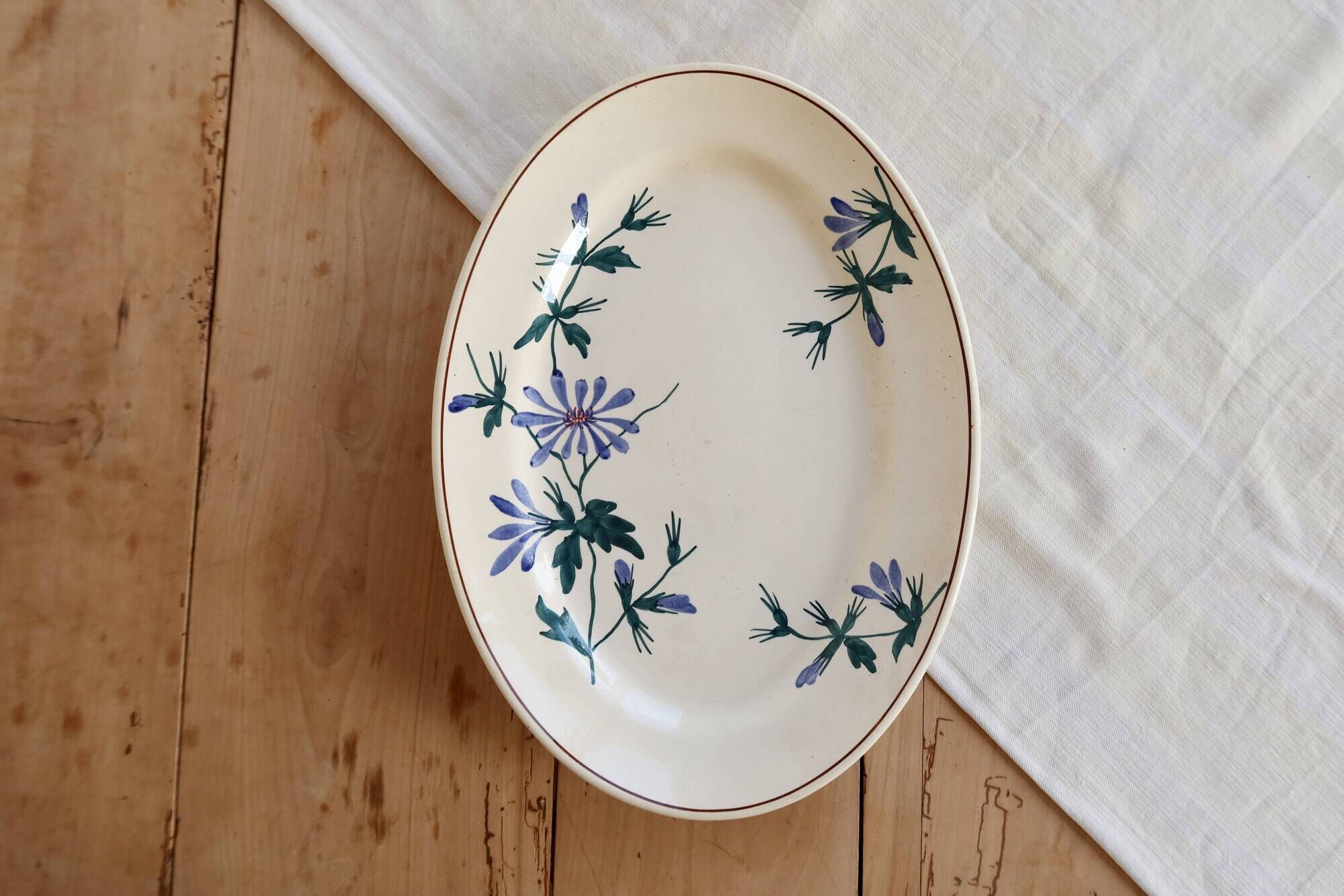 Vintage oval serving dish, Longchamp terre de fer, model Edith.