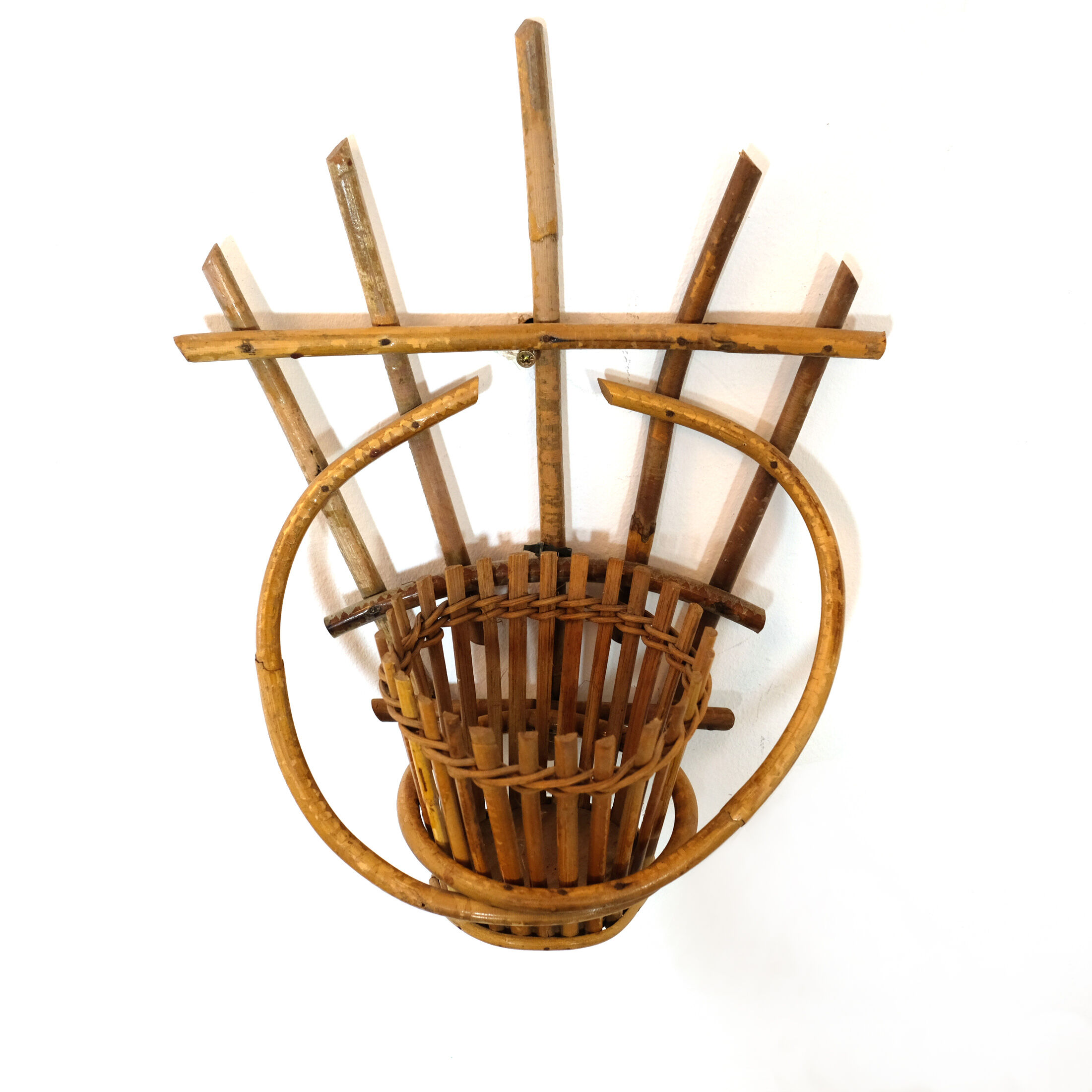 Wall rattan pot cover, 60's-70's