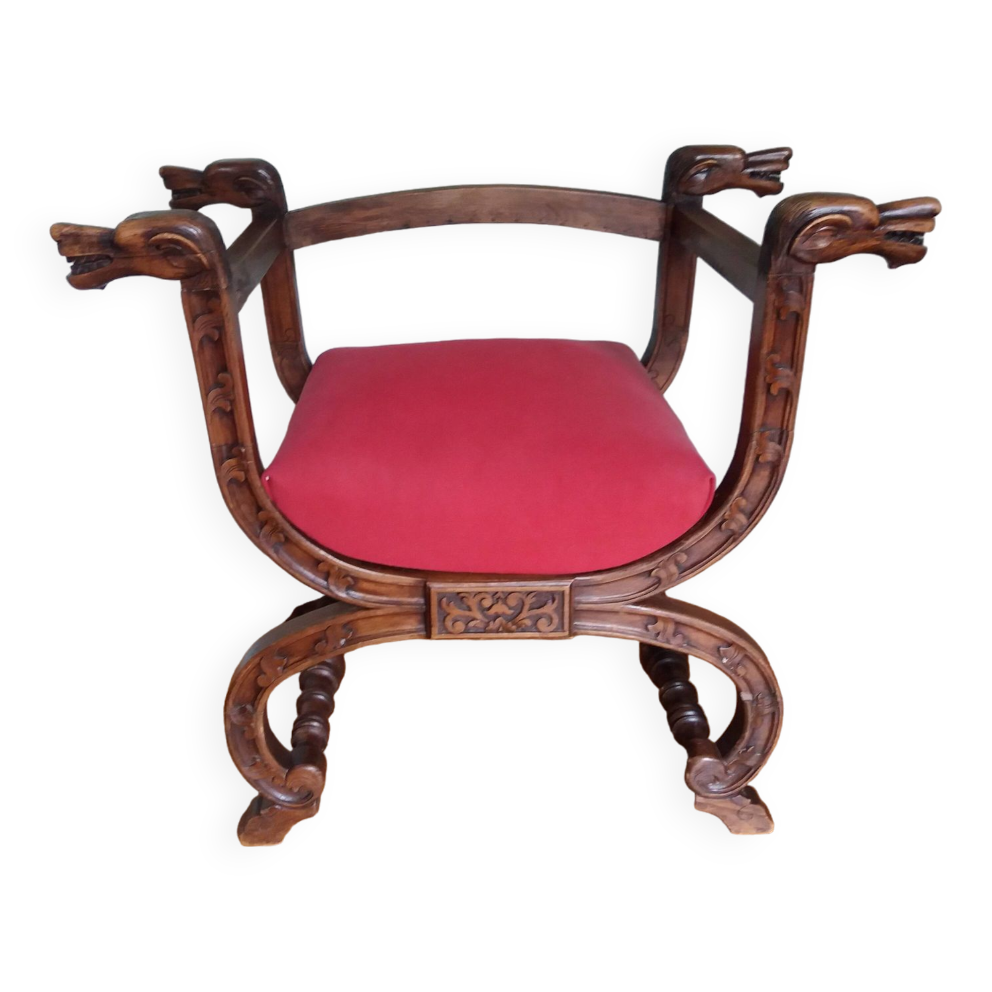 Dagobert curule armchair with chimera heads 19th century