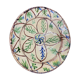 Ancien plat en terre-cuite vernissée à décor floral marron et vert sur engobe jaune, pakistan multan