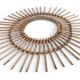 Mid Century Organic Modern Bamboo & Rattan Sunburst Patinated Mirror, 1960s