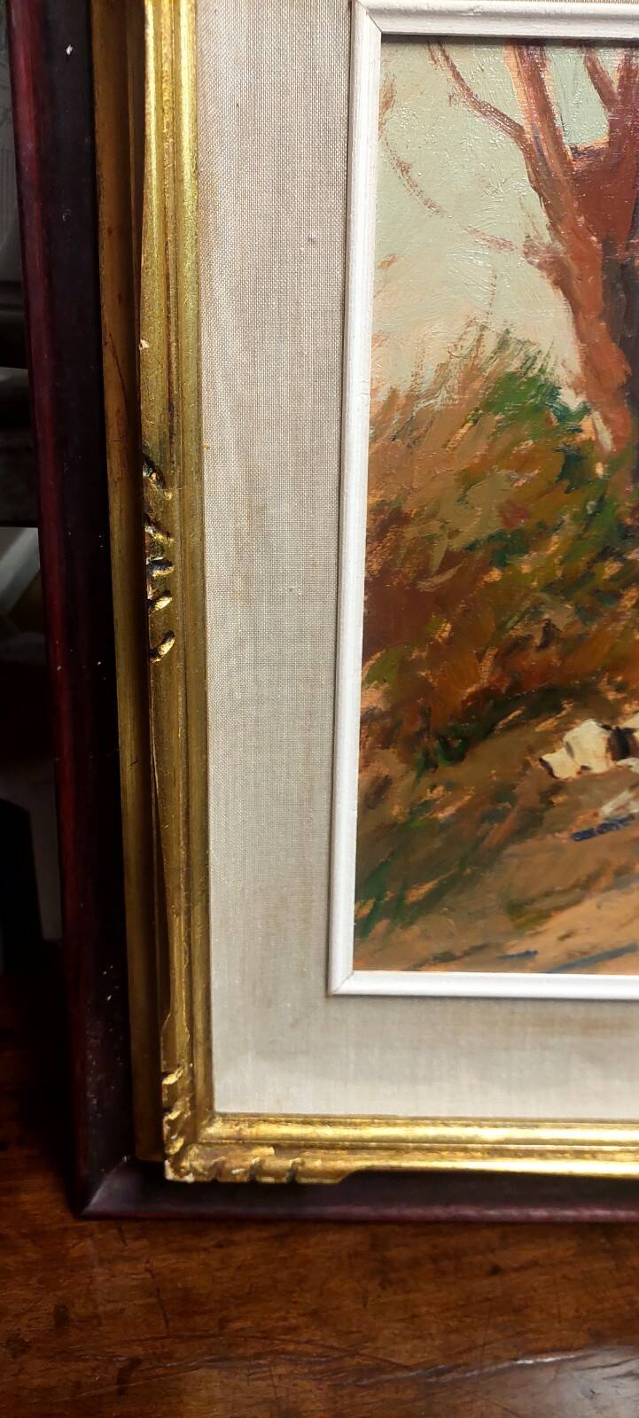 Renzo Martini Chasseurs Peinture à l'huile sur contreplaqué 60x30 — free download