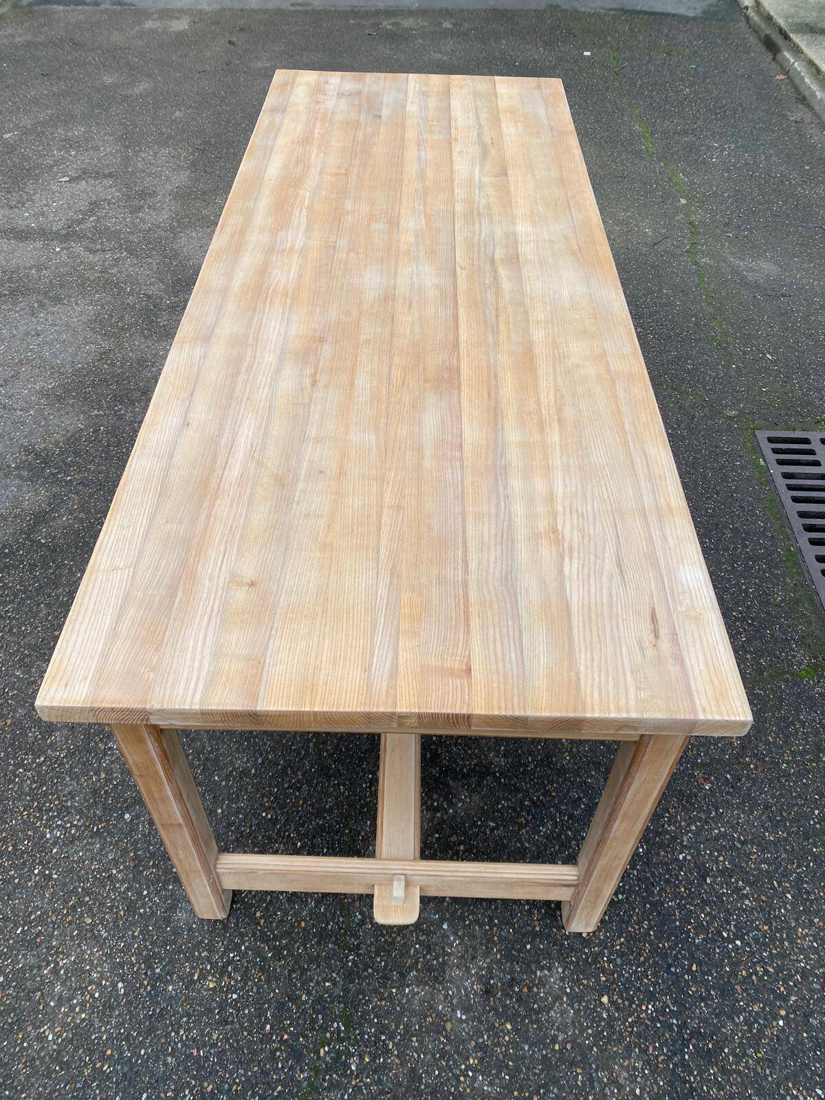 Renovated extendable farmhouse dining table in solid oak, 1950, 200cm.