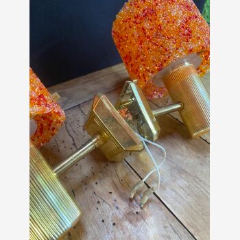 Orange granite perspex wall lights