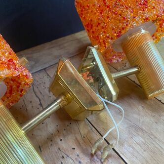 Orange granite perspex wall lights