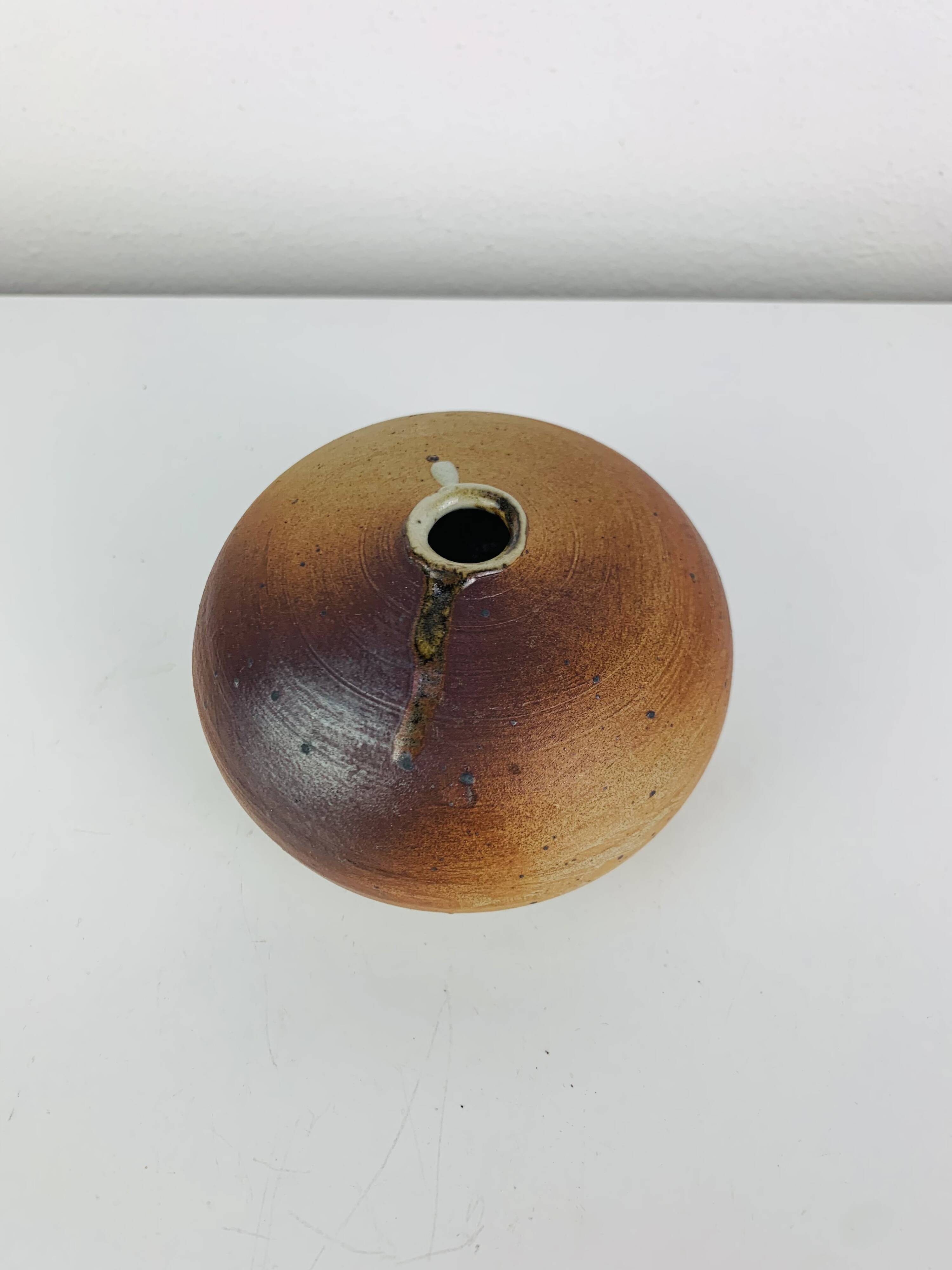 Vintage stoneware round vase