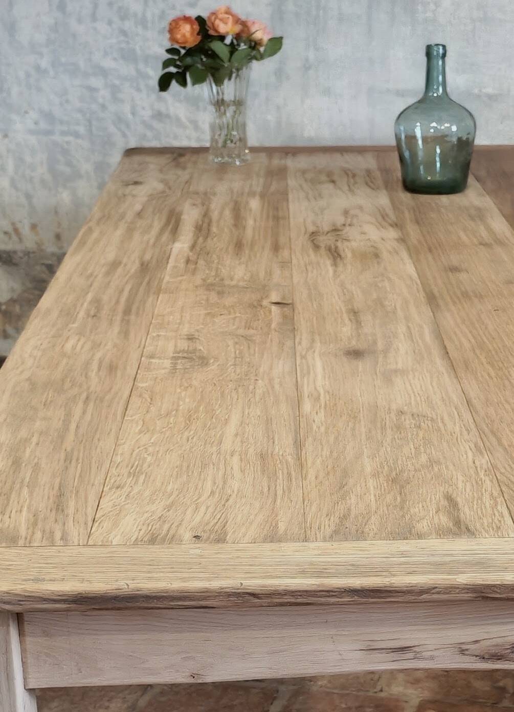 Solid oak farmhouse table "brut" 247x89, top "chocolate oak"