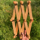 Vintage zigzag extendable coat rack in pine wood 80