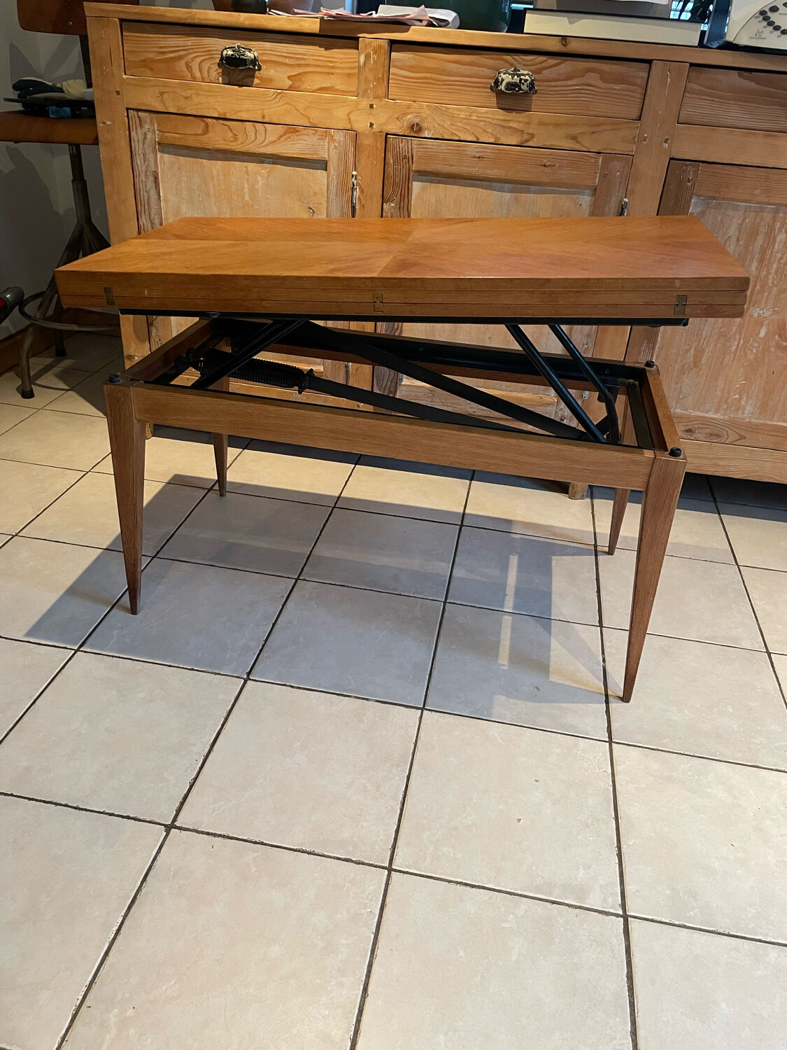 Table basse à système Révélation vintage Design Albert Ducrot année 50/60