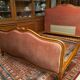 Bed in cherry wood blond carved velvet pink style Louis XV for sleeping 190x140