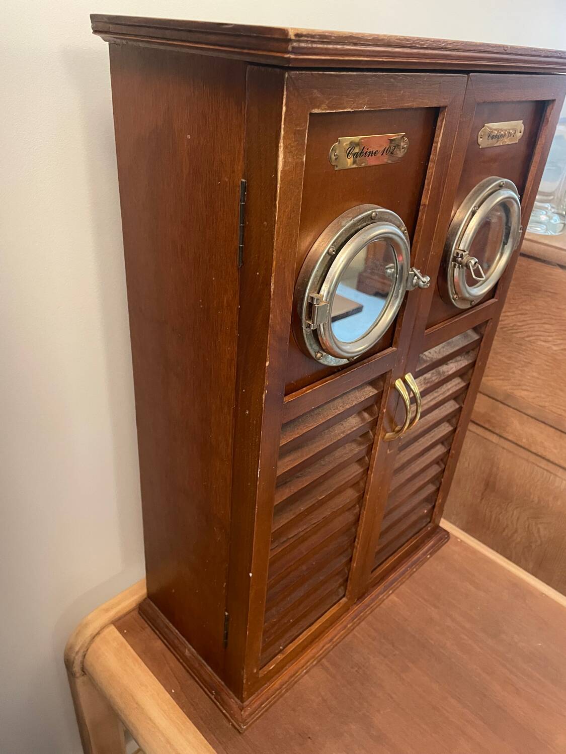 Marine style shelf cabinet