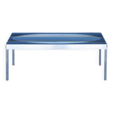 Glass coffee table with brushed aluminum legs, 1970