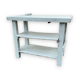 Light blue painted wooden workbench