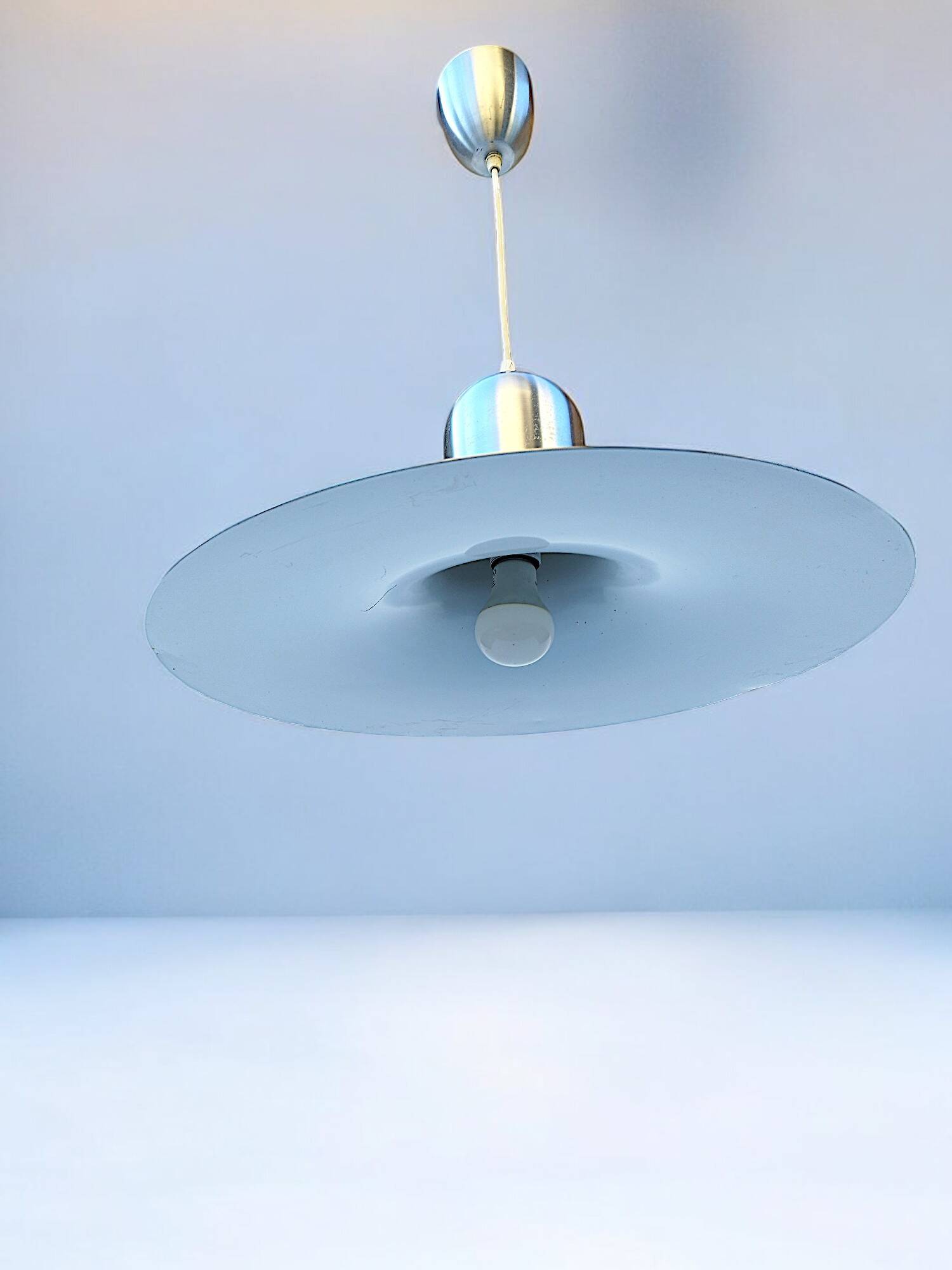Large vintage space age 1970 aluminum pendant light L